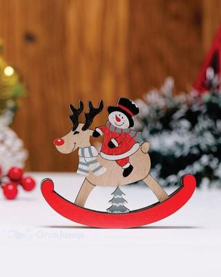 Интересный макет Ёлочная игрушка Санта-Клаус на rocking reindeer для лазерной резки