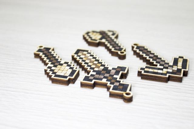 Макет Брелоки в стиле Minecraft для лазерной резки файл DXF для станка