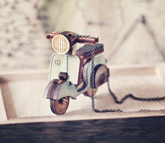 Макет Брелок-подвеска в виде скутера Vespa для лазерной резки — изображение 2