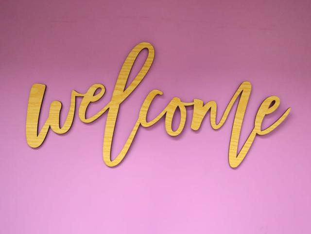 Макет Декоративная стенная композиция с надписью welcome для лазерной резки