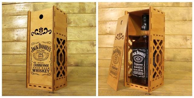 Макет Деревянная коробка для виски Jack Daniels макет для лазерной резки