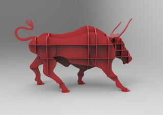 Интересный макет Деревянная полка-стойка для хранения в виде быка макет для лазерной резки