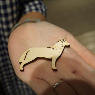 Интересный макет Деревянная фигура собаки хаски для лазерной резки вектор