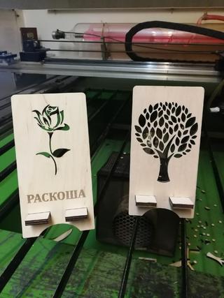 Интересный макет Деревянный декоративный настольный держатель для телефона для лазерной резки