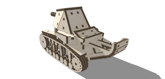 Макет Макет деревянного 3D пазла в виде танка СУ-18 для лазерной резки — изображение 1