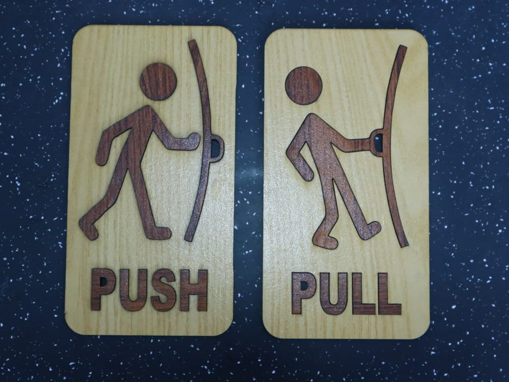 Макет Макет для лазерной резки вывесок push and pull