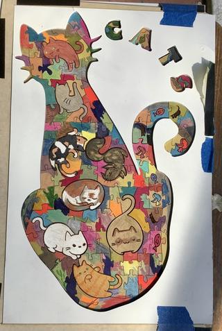 Интересный макет Макет для лазерной резки пазла с милыми котиками SVG-файл