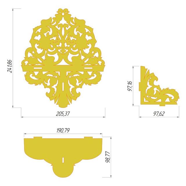 Макет Макет для лазерной резки уникальной настенной полки формат dxf — изображение 1