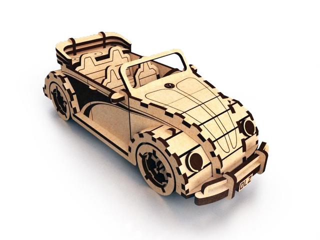 Макет Макет для лазерной резки Volkswagen Fusca Beetle Convertible 3D-головоломка файл DXF — изображение 5