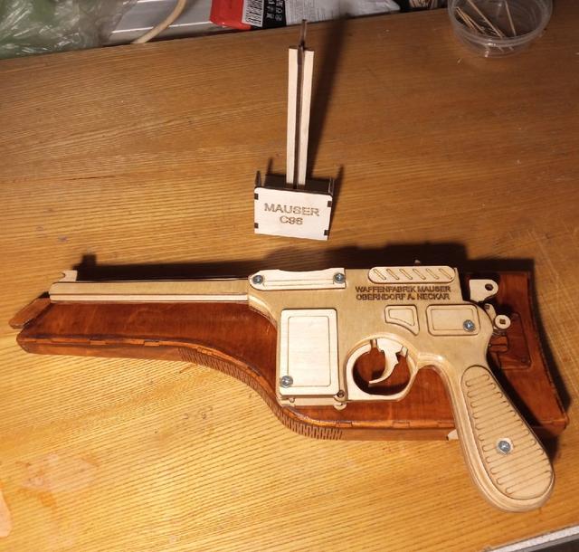 Макет Макет игрушечного пистолета Mauser C96 для лазерной резки — изображение 1