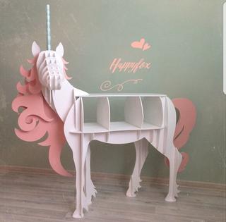 Интересный макет Макет стола-полки в виде единорога для кэнди-бара и декора чертёж для станка