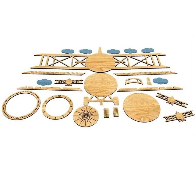Макет Настенный декор для детской комнаты мальчика макет часов в виде самолёта для лазерной резки — изображение 1