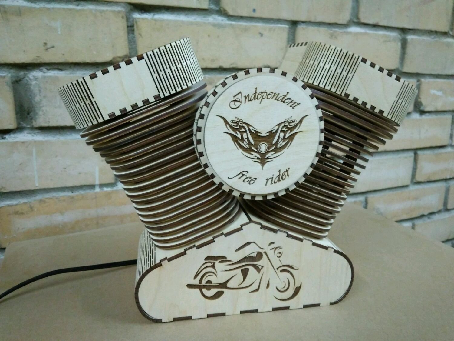 Макет Ночник-лампа в виде Harley Davidson для лазерной резки