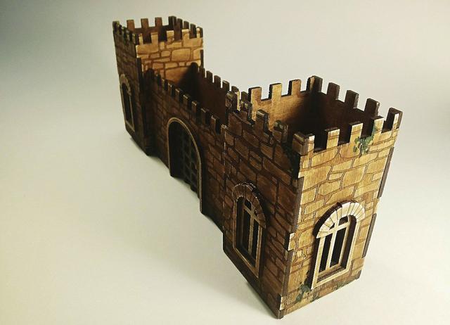 Макет Сложная 3D-модель крепости для лазерной резки чертёж для станка