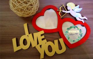 Интересный макет Фоторамка с надписью I love you для лазерной резки