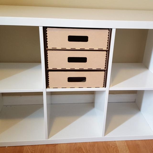 Макет Чертеж для лазерной резки полки Ikea Kallax с тремя ящиками для хранения