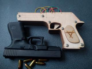 Интересный макет Чертёж для лазерной резки пистолета Desert Eagle в виде резиновой ленты формат DXF