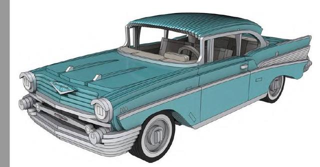 Макет Чертёж Chevrolet Bel Air 1957 для лазерной резки формат DXF