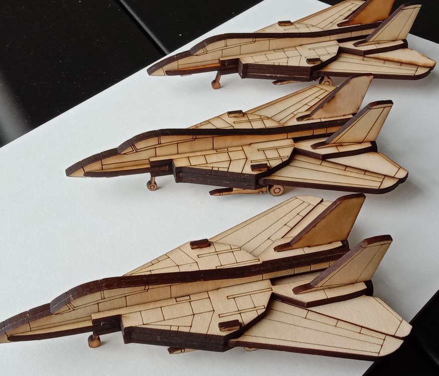 Макет Шаблон 3D модели истребителя F-14 Tomcat Панда для лазерной резки