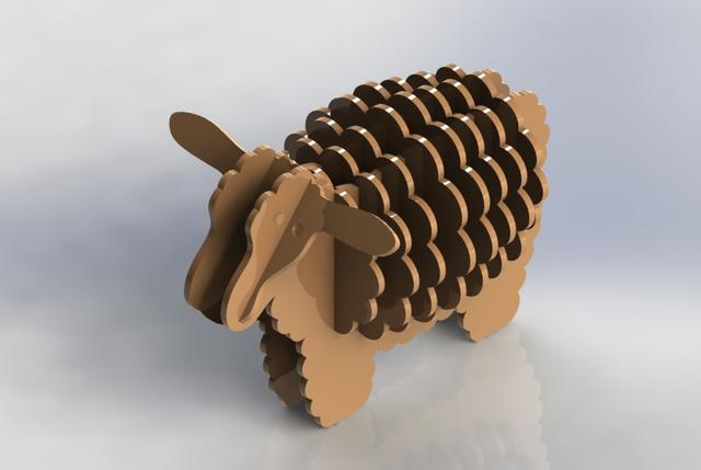 Макет Шаблон 3D-пазла в виде овцы для лазерной резки файл DXF
