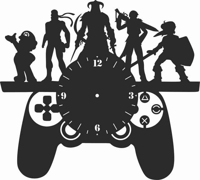 Макет виниловый проигрыватель в виде часов Playstation макет для лазерной резки