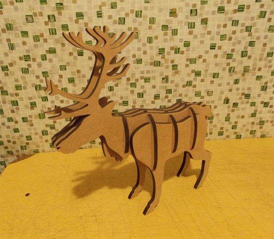 Макет 3D макет для лазерной резки рождественского оленя формат DXF