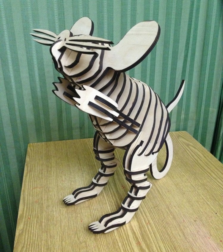 Макет 3D-головоломка Мышь для лазерной резки векторный макет