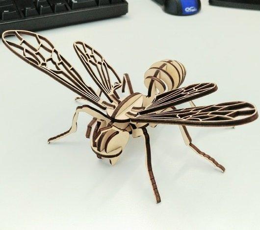 Макет 3D-головоломка в виде пчелы для лазерной резки файл DXF для станка
