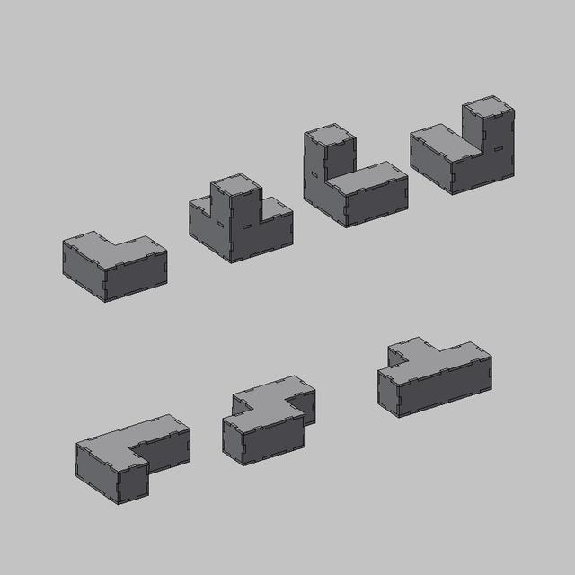 Макет 3D-макет блоков для игры Тетрис для лазерной резки