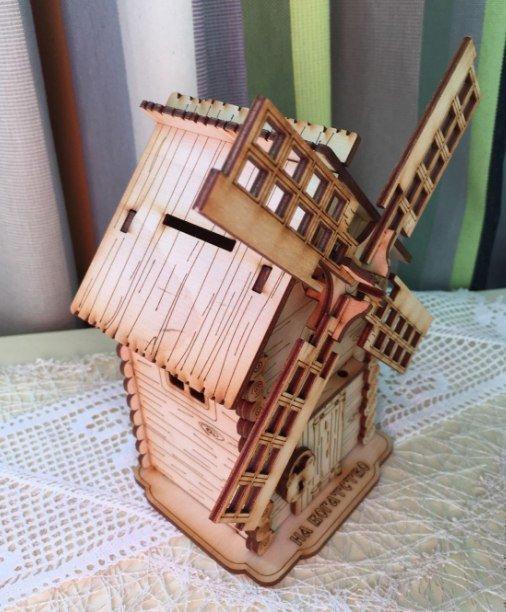 Макет 3D-макет ветряной мельницы для лазерной резки
