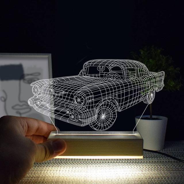 Макет 3D-макет винтажного автомобиля для лазерной резки ночник