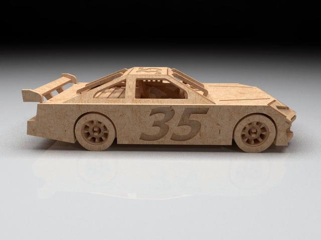 Макет 3D-макет деревянной головоломки в виде NASCAR для лазерной резки 3 мм файл PDF