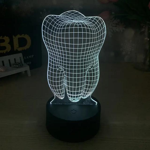 Макет 3D-макет иллюзии зуба для лазерной резки ночник с LED-подсветкой
