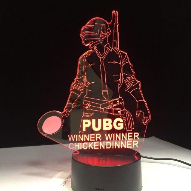 Макет 3D-макет лампы-иллюзии в стиле PUBG для лазерной резки Winner Winner Chicken Dinner