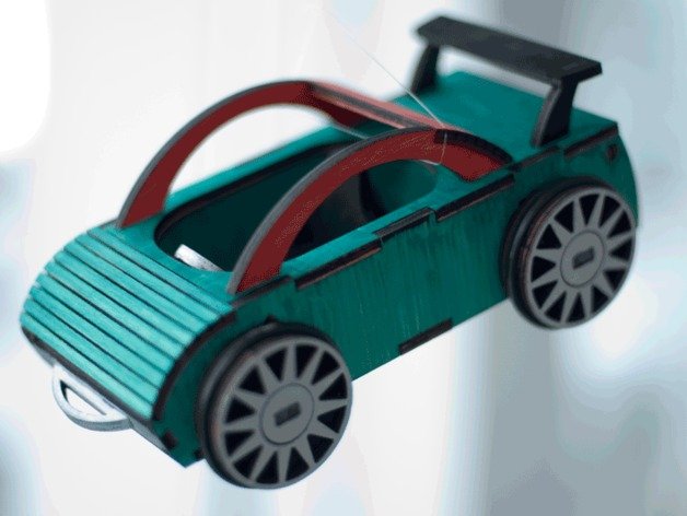 Макет 3D-модель деревянного спортивного автомобиля для лазерной резки