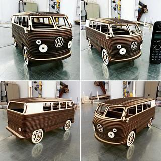 Интересный макет 3D-пазл в виде микроавтобуса VW для лазерной резки