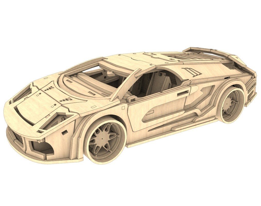 Макет 3D-пазл в виде Lamborghini для лазерной резки